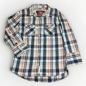 Women’s Superdry Plaid Button Down sz Large EUC